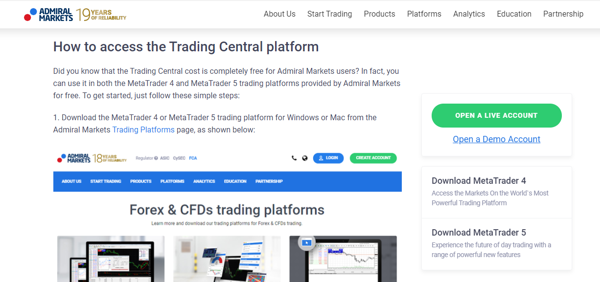 Admiral Markets Trading Central